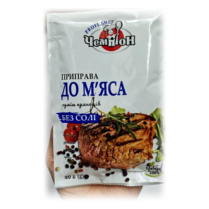 Чемпіон До м'яса — miscela di spezie per la carne, senza sale