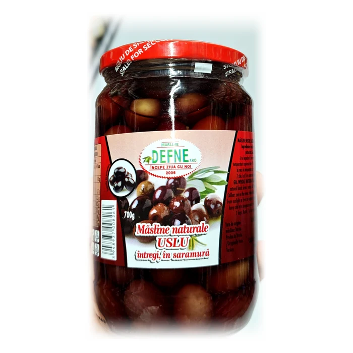 Defne Măsline naturale Uslu — olive nere intere in salamoia