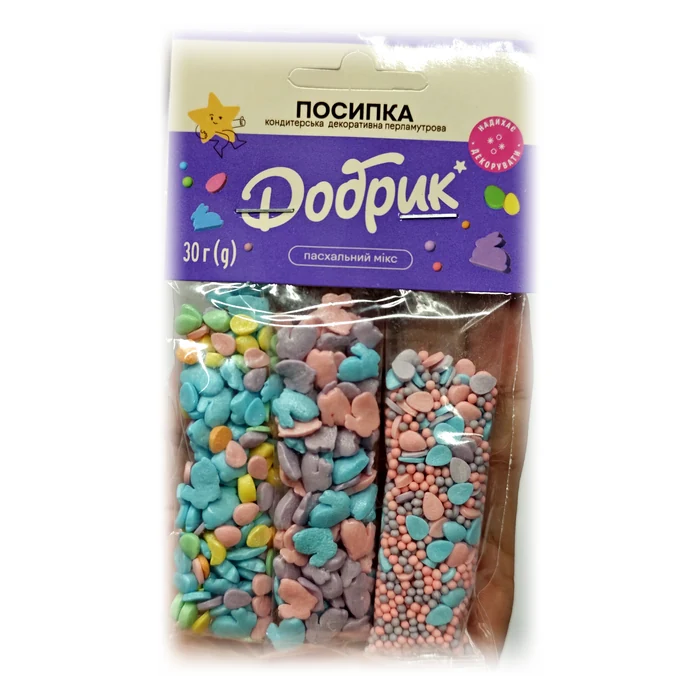 Добрик Посипка кондитерська перламутрова — codette decorative perlate, mix di Pasqua