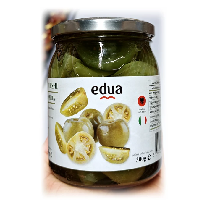 Edua Turshi — pomodori verdi in salamoia