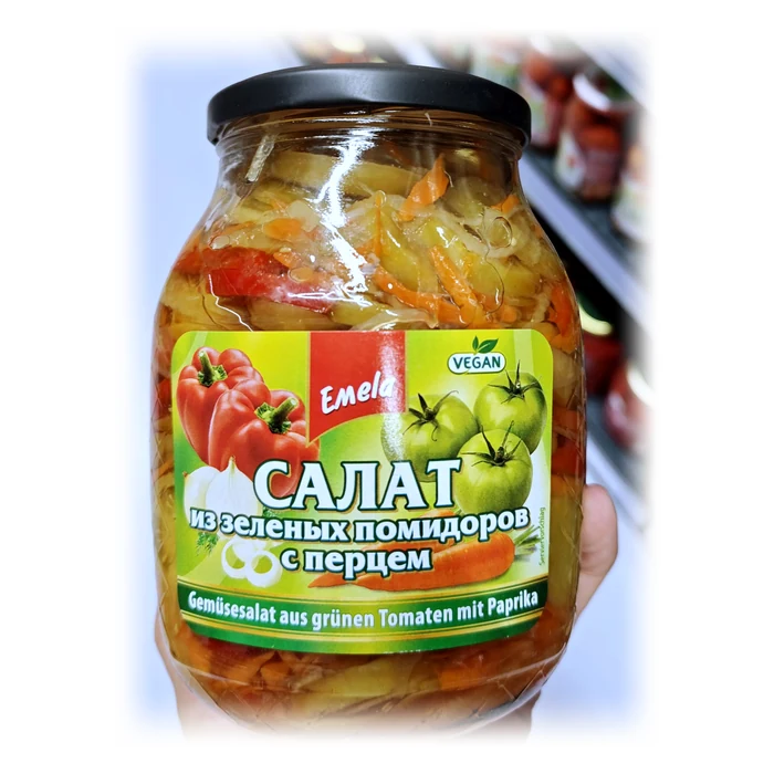Emela Салат из зеленых помидоров с перцем — insalata di pomodori verdi e peperoni