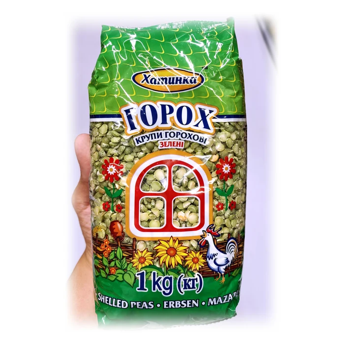 Хатинка Горох, крупи горохові зелені — piselli secchi spezzati verdi