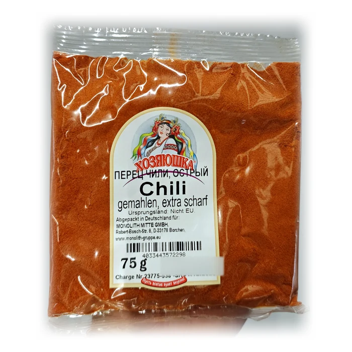 Хозяюшка Перец чили острый / Chili gemahlen — peperoncino macinato extra piccante