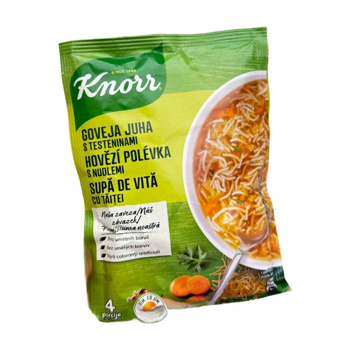 Knorr Supă de vită cu tăiței — zuppa di manzo con tagliolini