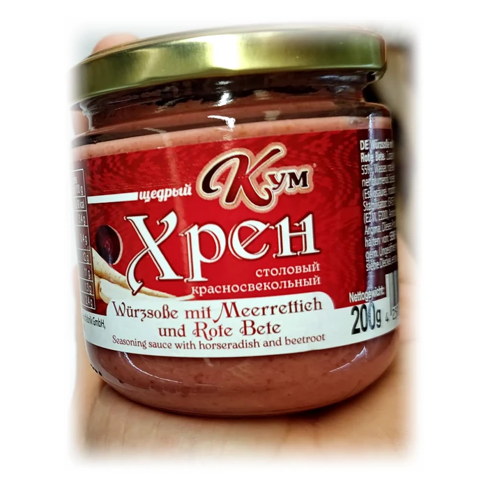 Щедрый Кум Хрен столовый красносвекольный — salsa di rafano con barbabietola