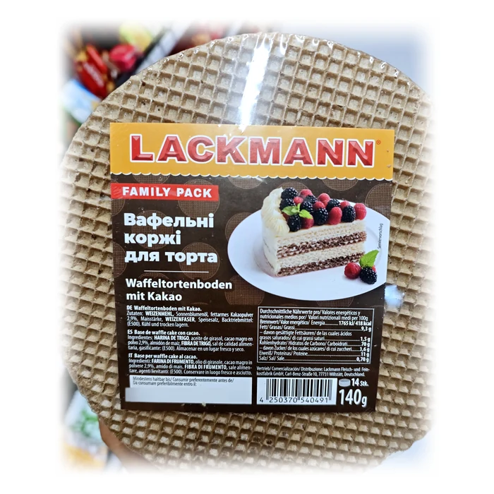 Lackmann Vafelni korži — cialde per torta al cacao