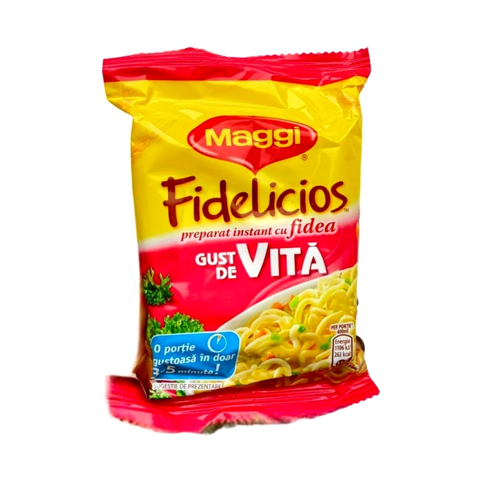 Maggi Fidelicios gust de vită — noodle istantanei al manzo