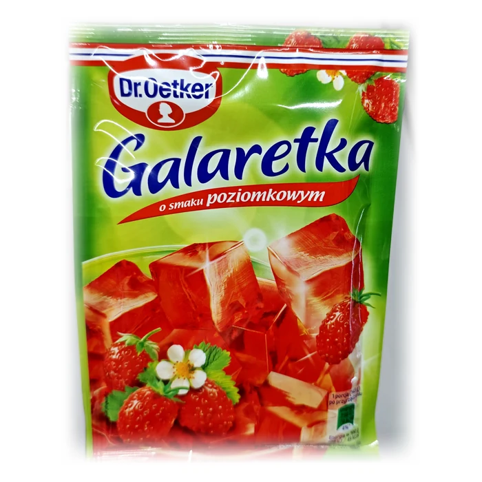 Dr. Oetker Galaretka o smaku poziomkowym — gelatina alla fragolina di bosco