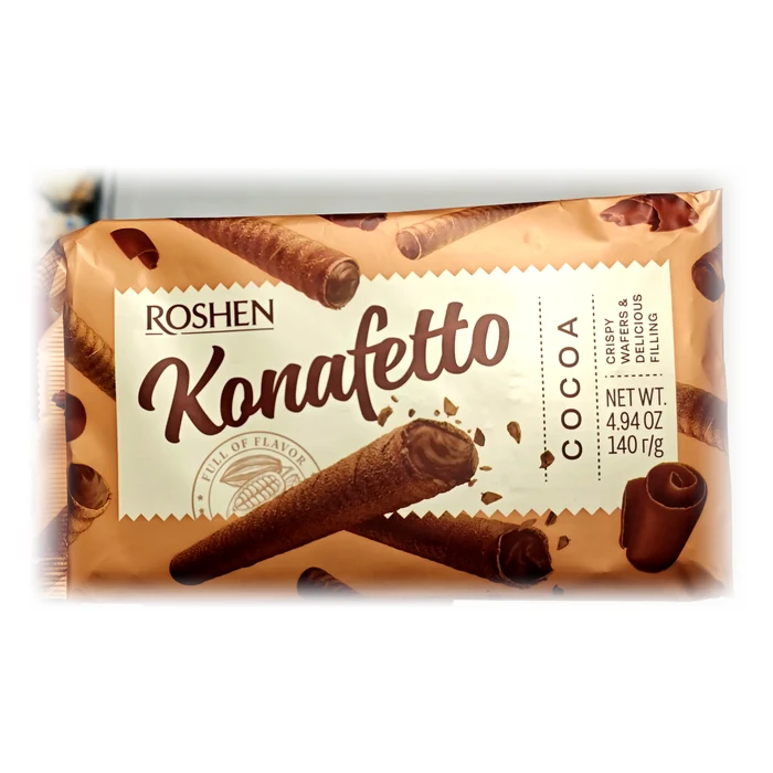 Roshen Konafetto — cannoli di cialda ripieni al cacao