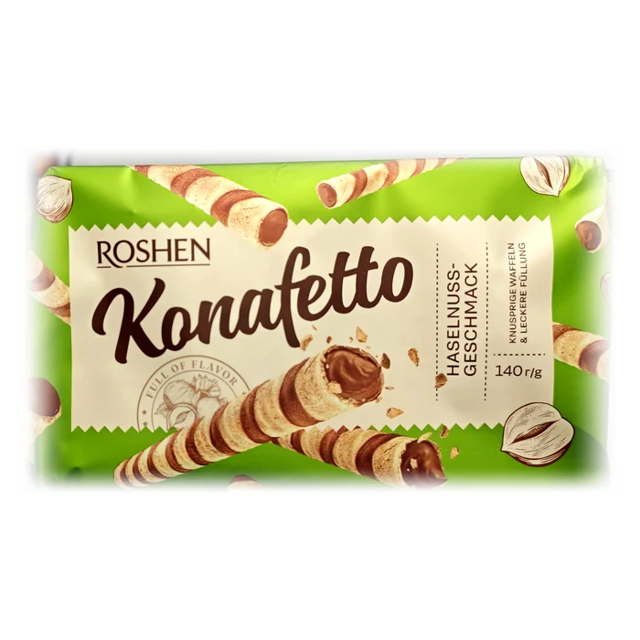 Roshen Konafetto — cannoli di cialda ripieni alla nocciola
