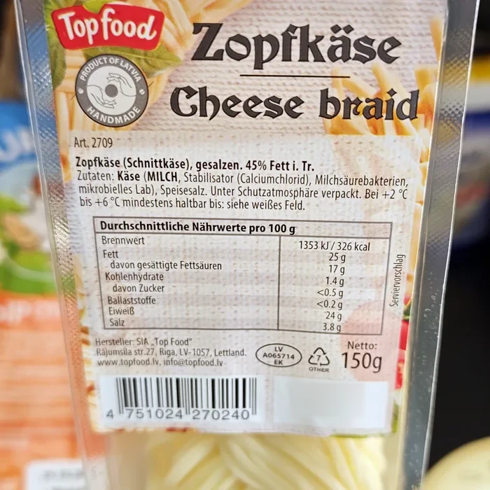 Top Food Zopfkäse — treccia di formaggio